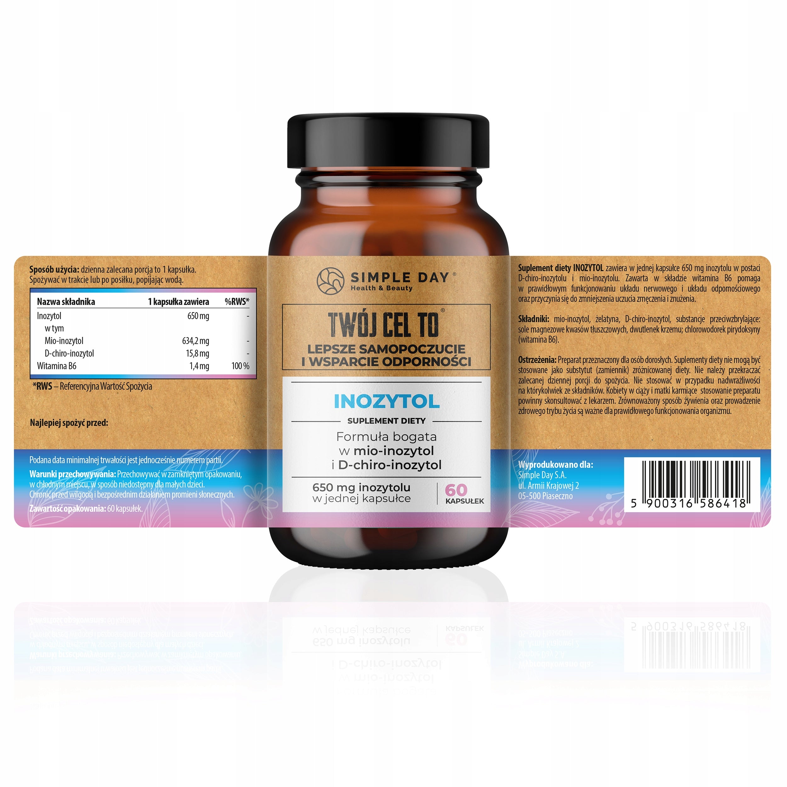 INOSITOL 650mg MIO D-Chiro - PCOS NERVOUS SYSTEM, CONCENTRATION, HORMONES + B6 Medical device no