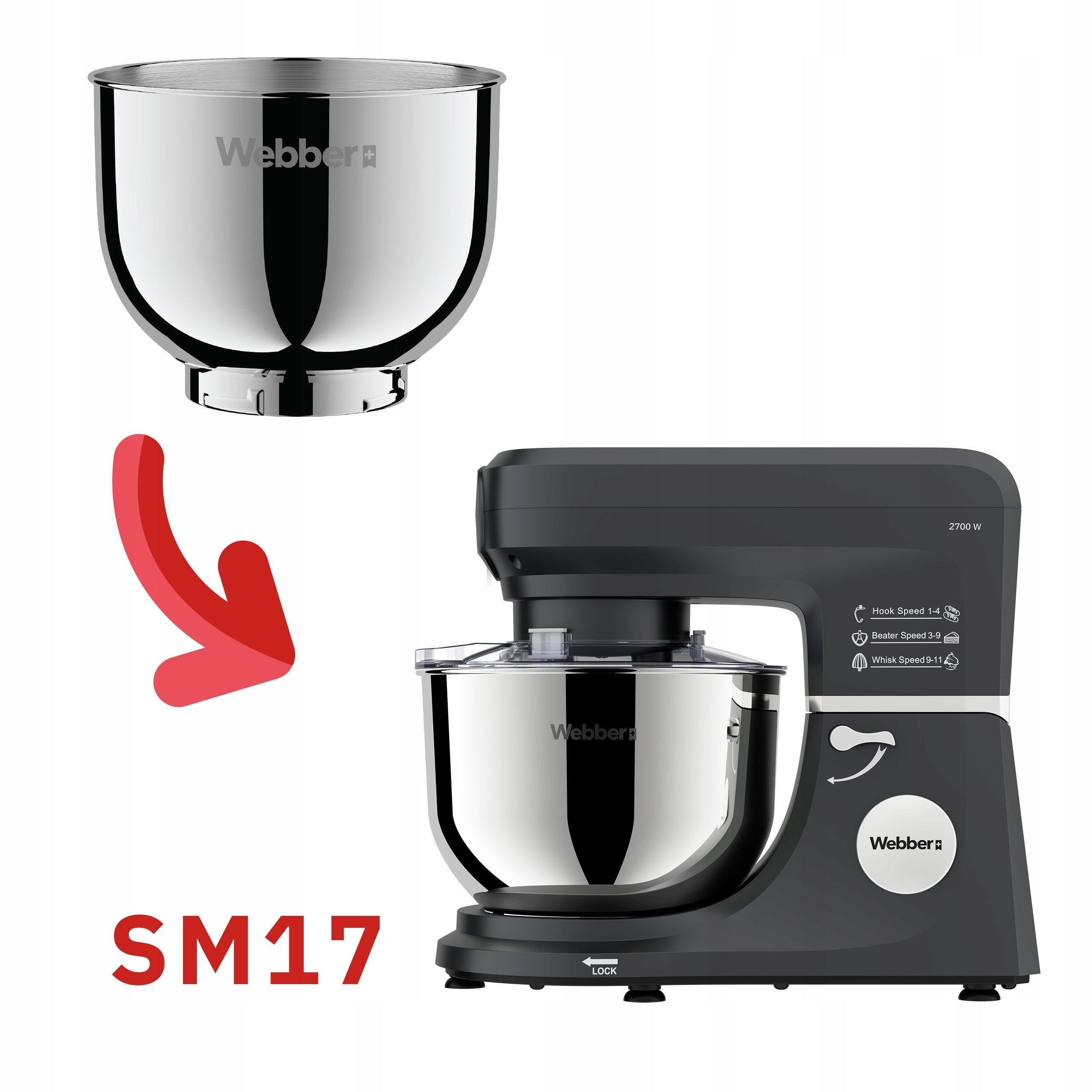 INOX 6L bowl for Webber SM17 robot – Original bowl, roomy, replaceable Manufacturer code 05SM17MISA6L