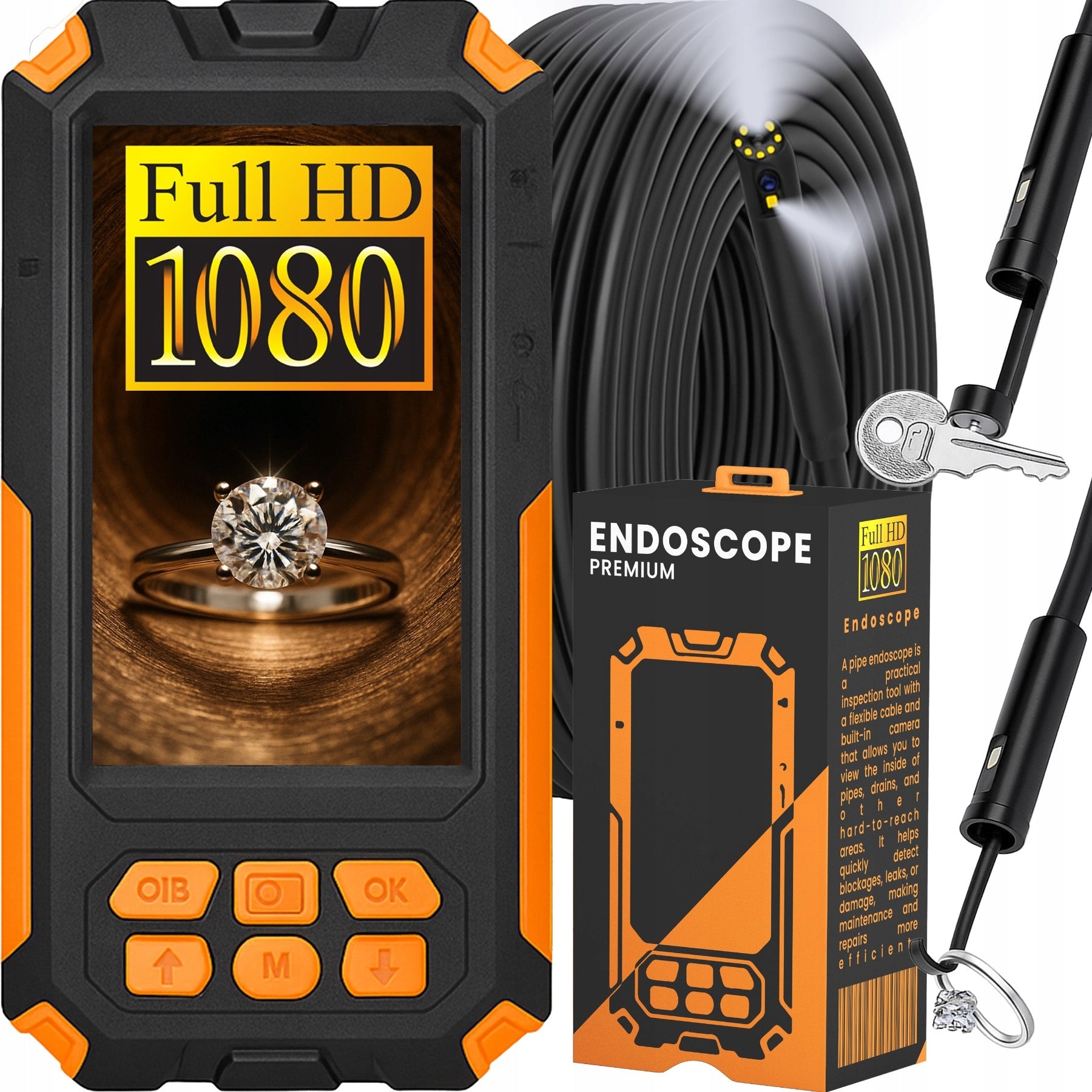 INSPECTION CAMERA DUO FLEXIBLE ENDOSCOPE 5M 9LED 2x FULL HD DISPLAY