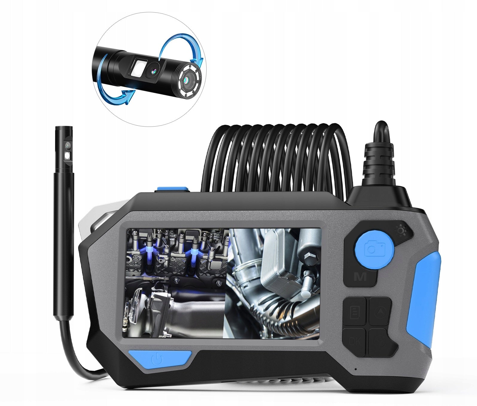 INSPECTION CAMERA ENDOSCOPE DUAL ROTATING 2 CAMERAS 2xFULLHD 5M P120