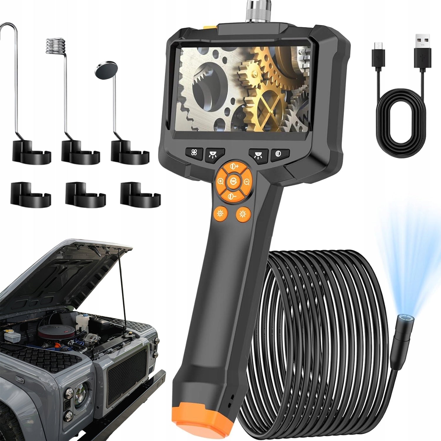 INSPECTION CAMERA WITH MOVABLE 360° ENDOSCOPE ROTATING HEAD FOR MOTOR TUBES