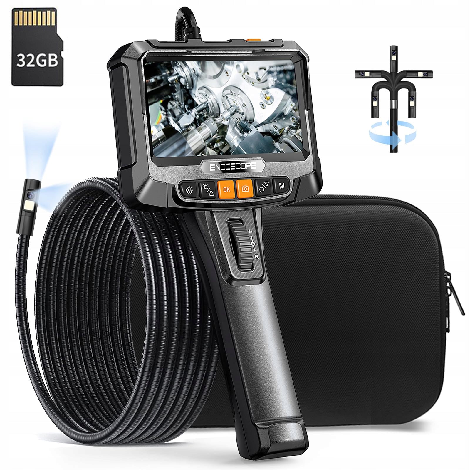 INSPECTION CAMERA WITH MOVABLE ROTARY HEAD ENDOSCOPE 2x CAMERAS 1,5M 360° Batteries included yes