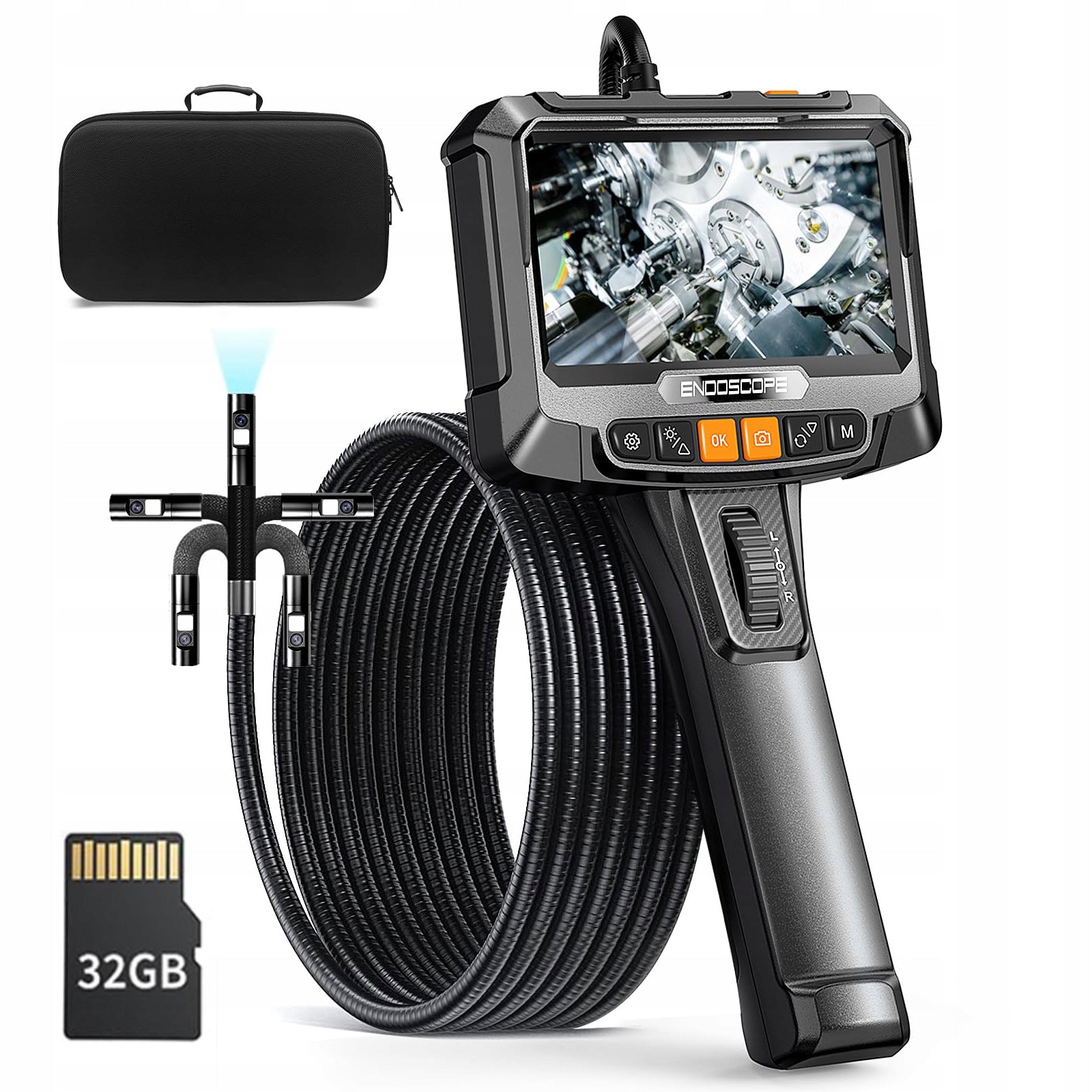 INSPECTION CAMERA WITH MOVABLE ROTARY HEAD ENDOSCOPE 2x CAMERAS 1,5M 360°