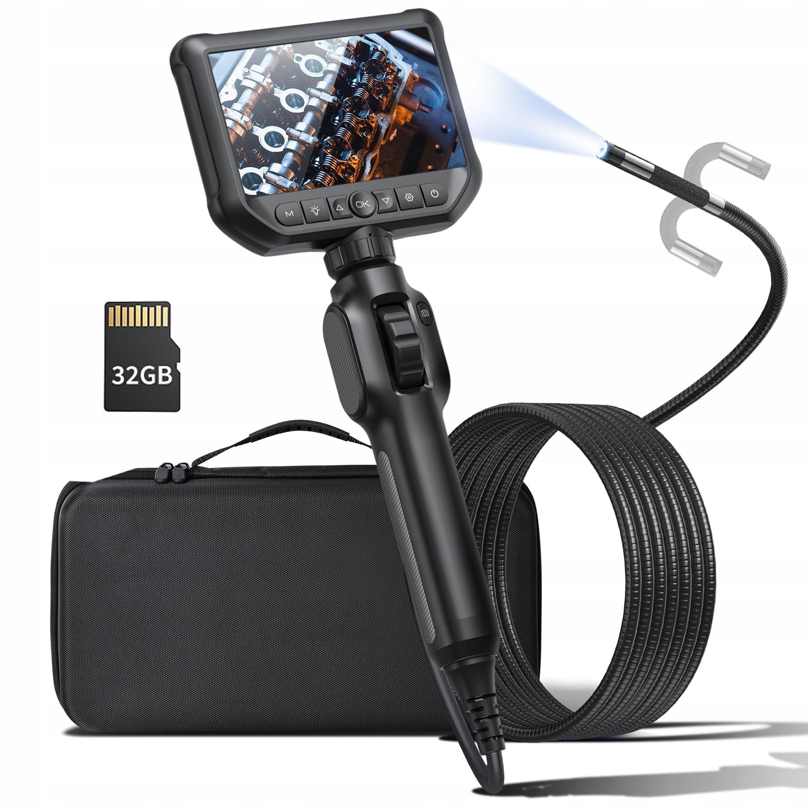 INSPECTION CAMERA WITH MOVABLE ROTARY HEAD ENDOSCOPE 360° 8mm 2M 8LED CE