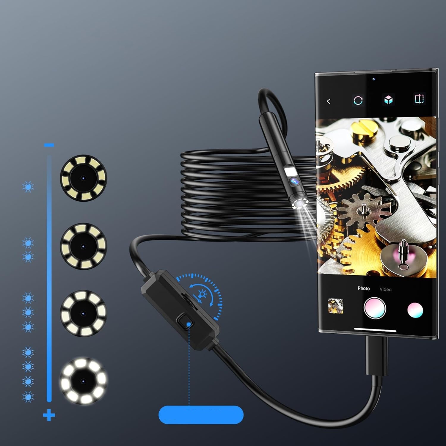 INSPECTION CAMERA for IPHONE ANDROID 3in1 ENDOSCOPIC 3M Manufacturer code hom-endoskopy
