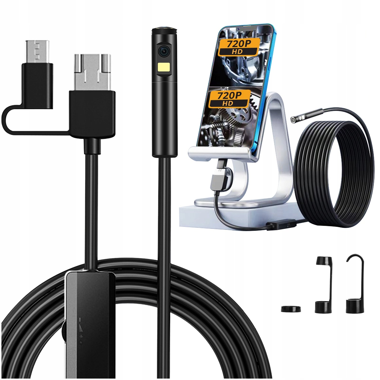 INSPECTION Camera DUO ENDOSCOPE 5M 9LED 2x HD