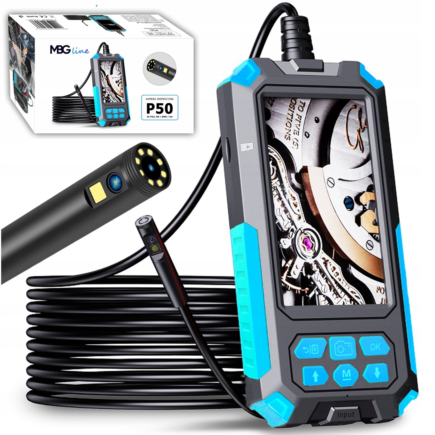 INSPECTION Camera DUO ENDOSCOPE 5M 9LED 2xFULL HD