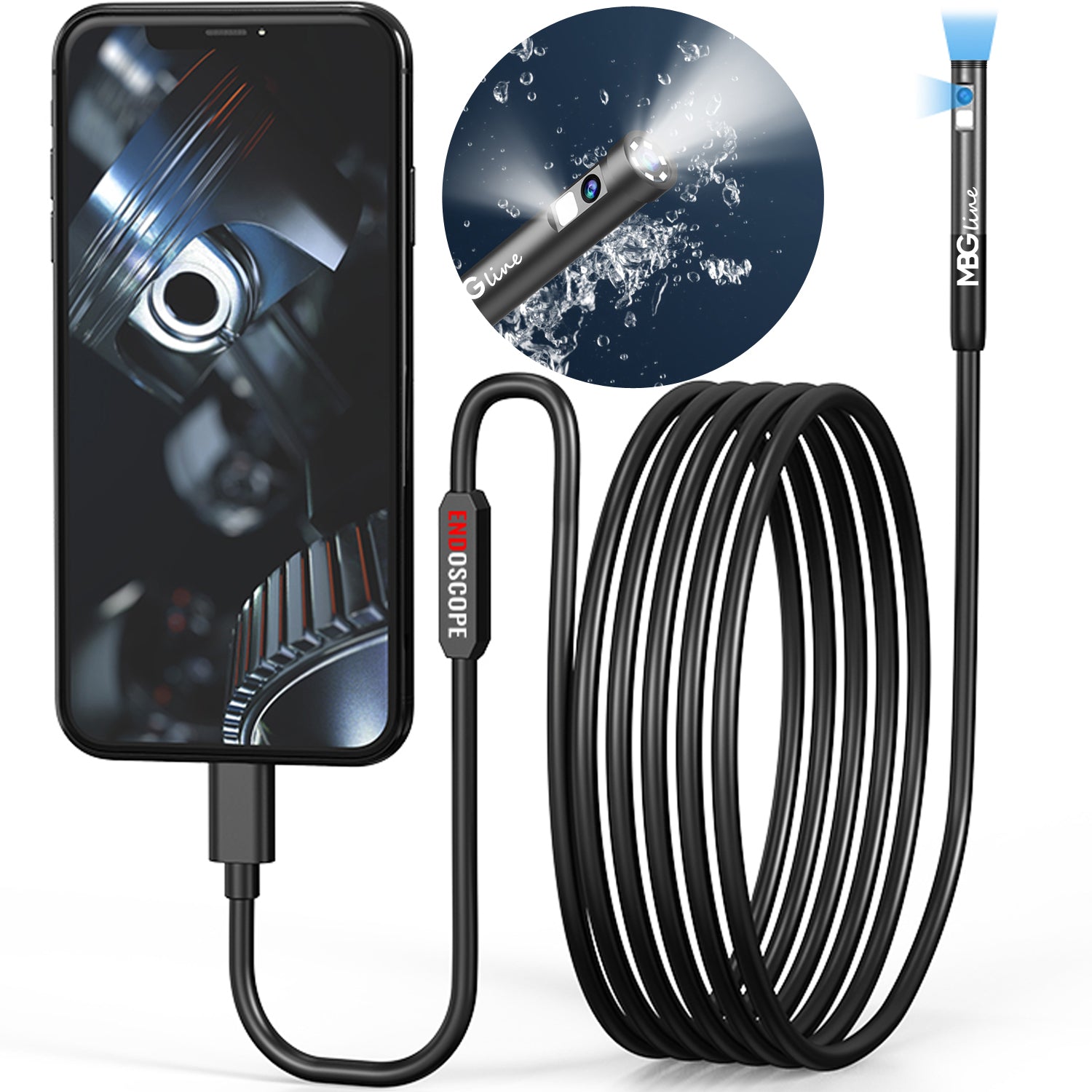 INSPECTION Camera DUO ENDOSCOPE TWO CAMERAS 2M 7LED 2xFHD WIFI for iPHONE Manufacturer code W300 DUO