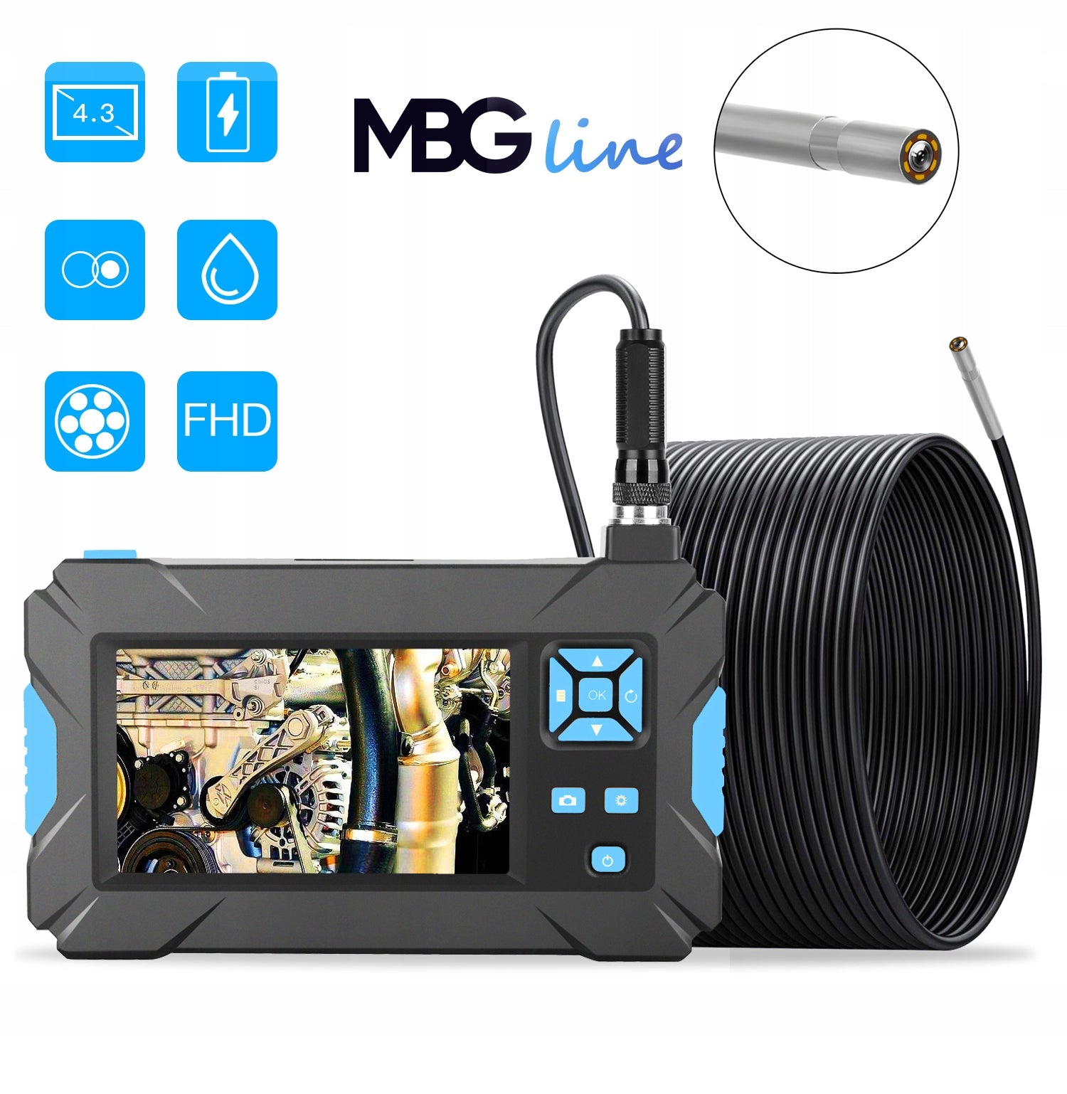 INSPECTION Camera ENDOSCOPE Workshop 10M FULL HD 3.9mm for ENGINE PIPES Manufacturer code 5902659173591