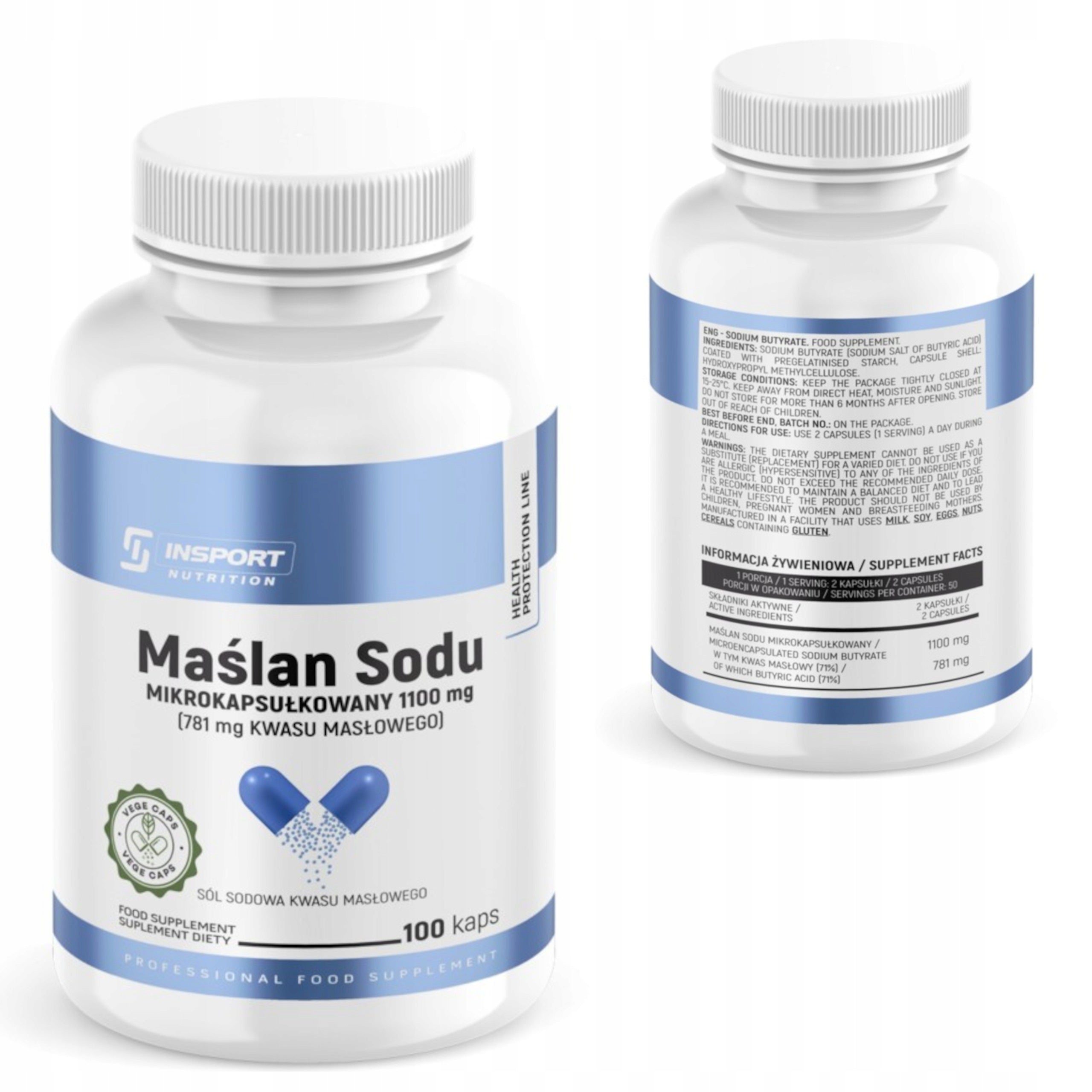INSPORT SODIUM BUTYRATE MICROENCAPSULATED 1100 MG 100 CAPS. BUTYRIC ACID INTESTINES