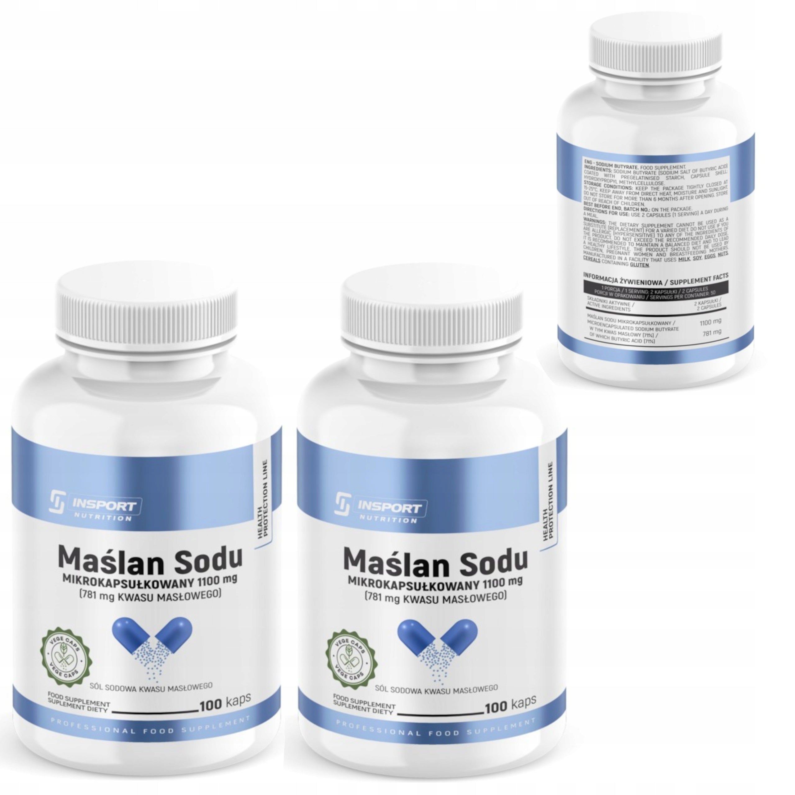 INSPORT SODIUM BUTYRATE MICROENCAPSULATED 1100 MG 200 CAPS. BUTYRIC ACID INTESTINES