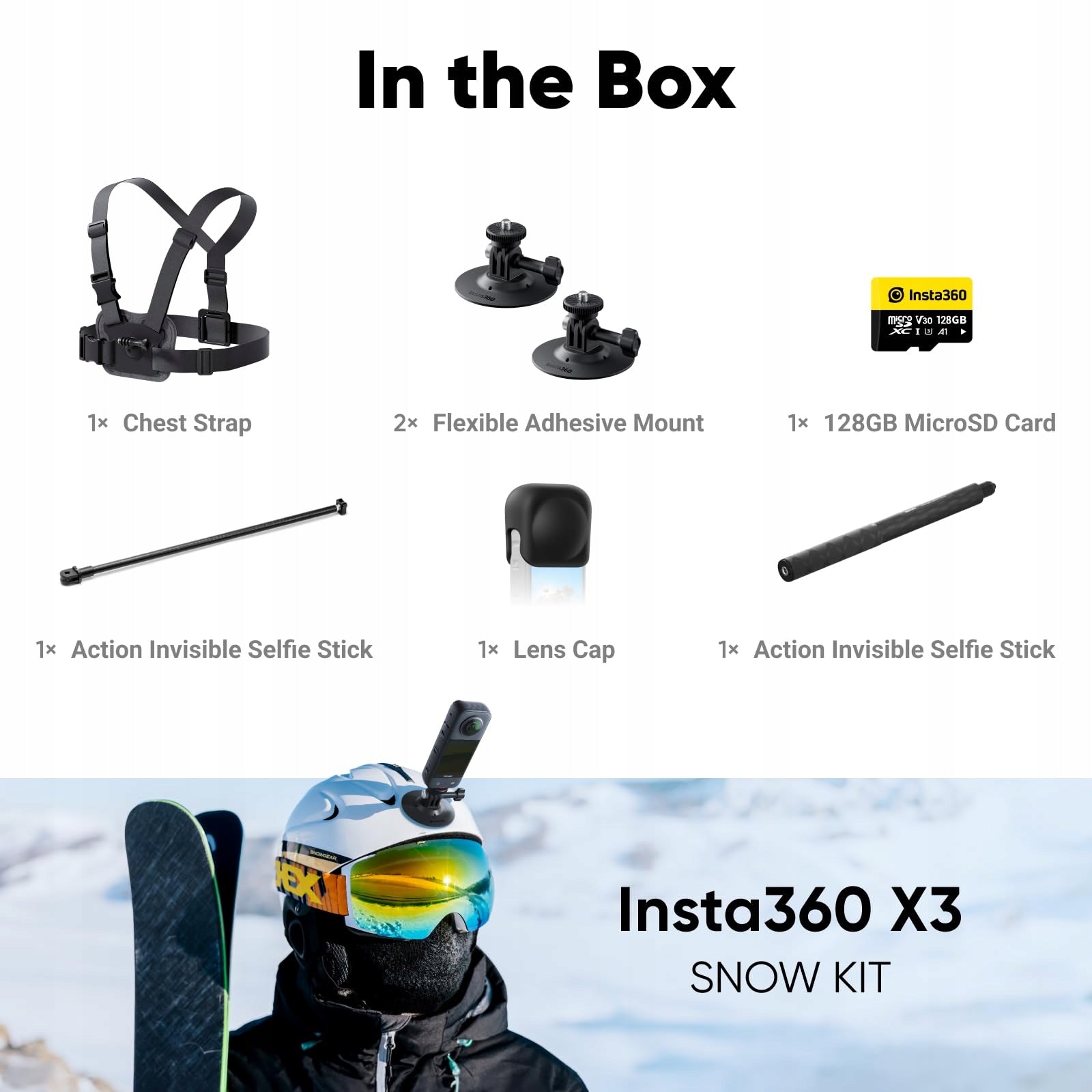 INSTA360 X3 Snow Camera Kit 360° 5,7K 72MP Stabilization Screen EAN (GTIN) 5906521910086