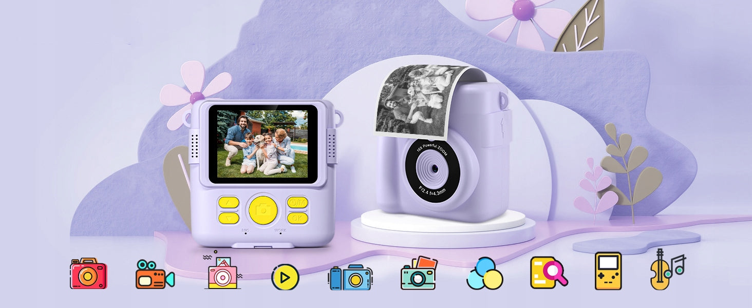 INSTANT CAMERA CHILDREN 32GB MEMORY THERMAL PRINTER+3 ROLLS FREEBIE Model ICF-16