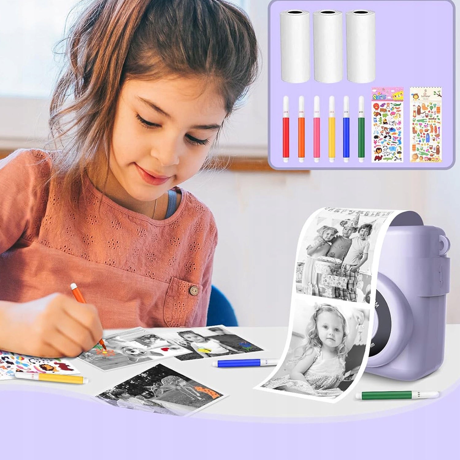 INSTANT CAMERA CHILDREN 32GB THERMAL PRINTING TECHNOLOGY PURPLE Manufacturer code Aparat fotograficzny dla dzieci