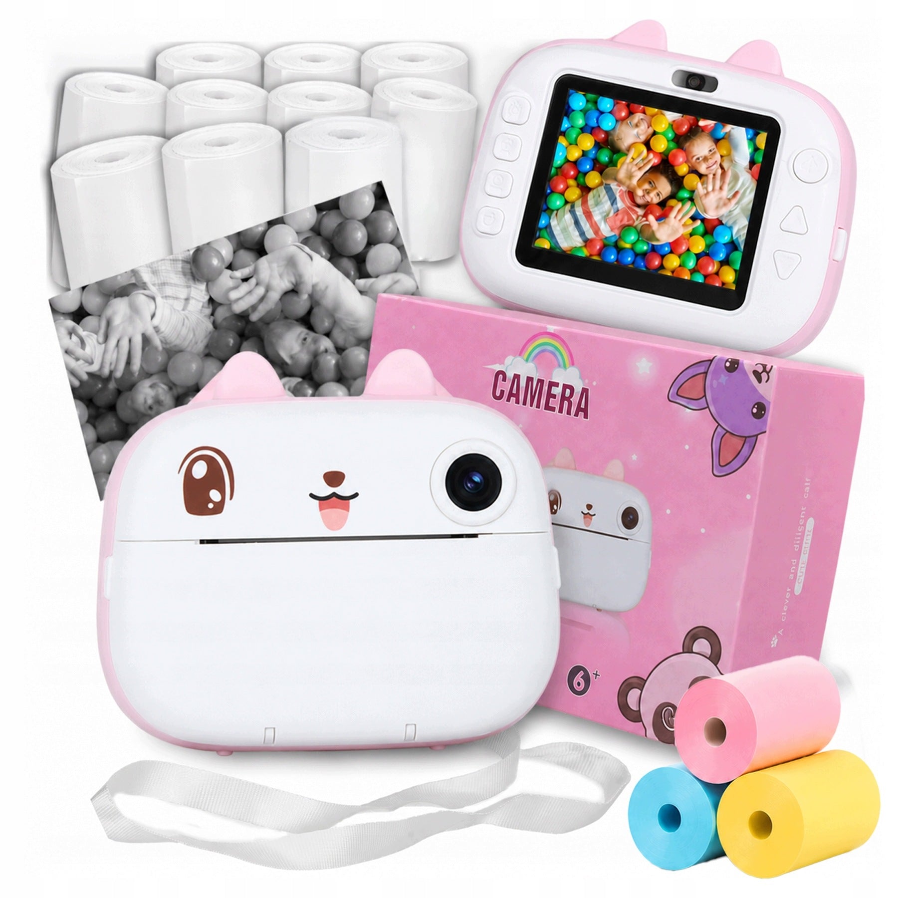 INSTANT CAMERA FOR CHILDREN 1080P MINI THERMAL PRINTER + 15 ROLLS