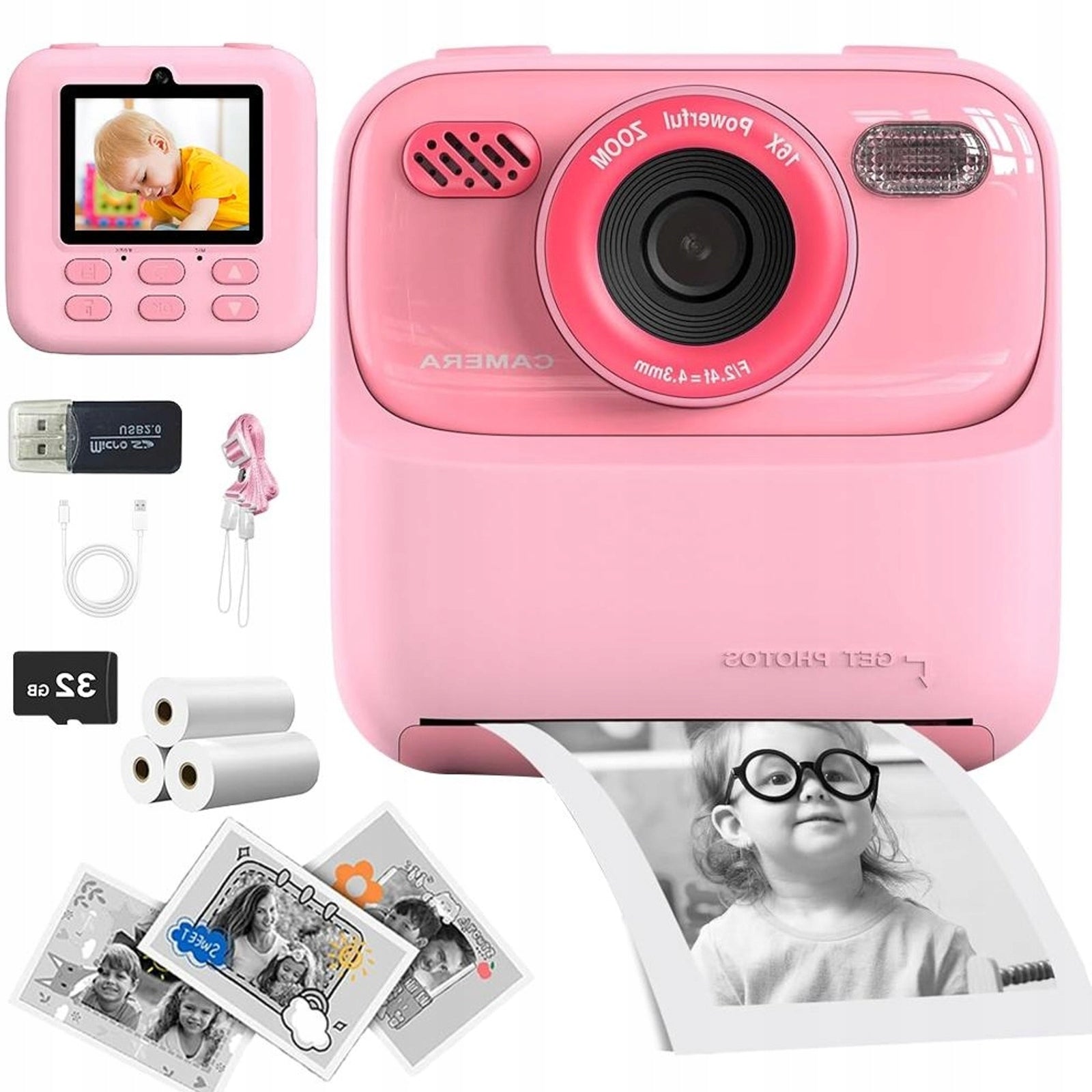 INSTANT CAMERA FOR CHILDREN 1200MAH BATTERY 6 THOUSAND PHOTOS GIFT