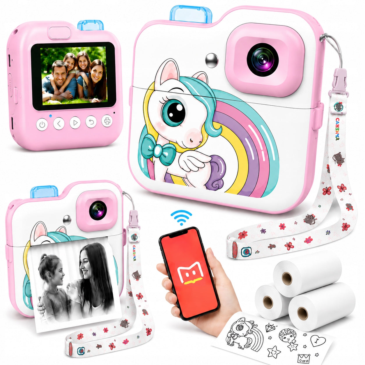 INSTANT CAMERA FOR CHILDREN DIGITAL THERMAL PRINTER GIFT BT MP3 Packaging status original