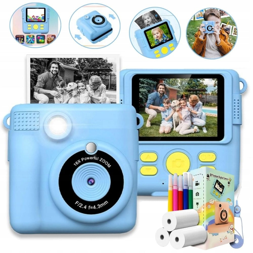 INSTANT CAMERA FOR CHILDREN DIGITAL WITH PRINTER CARTRIDGE SET GIFT