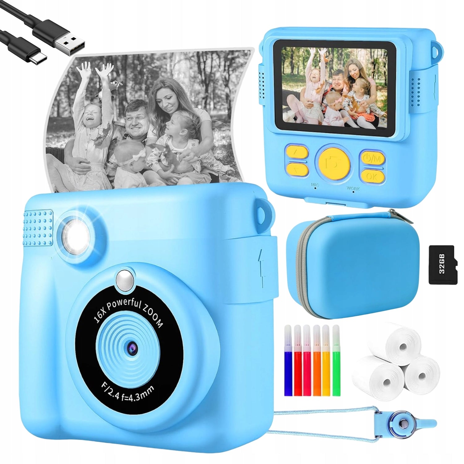 INSTANT CAMERA FOR CHILDREN MINI THERMAL PRINTER WITH FLASH