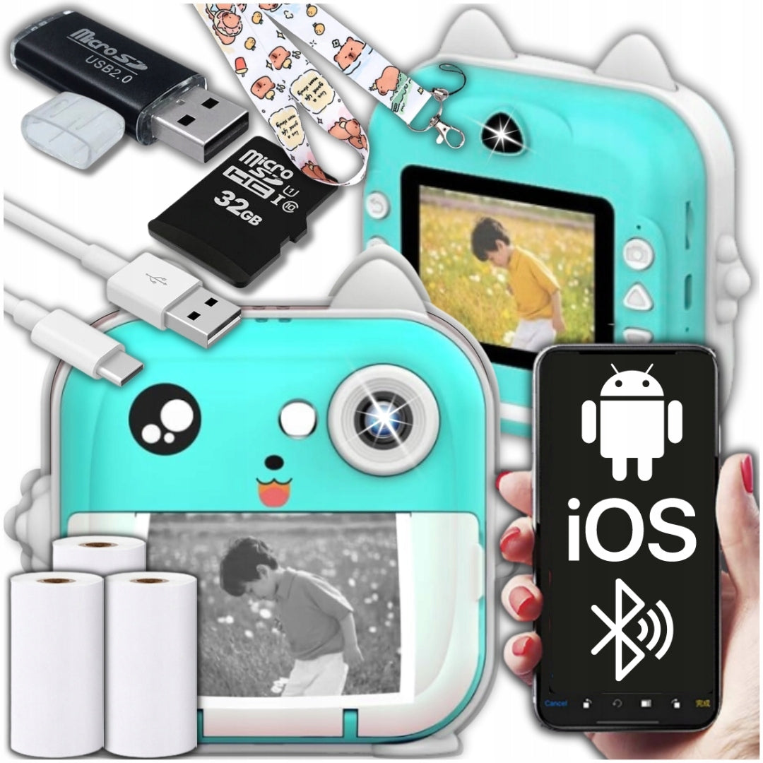 INSTANT CAMERA FOR CHILDREN PRINT PRINTER WITH 32GB CARD + 3 ROLLS Brand no brand