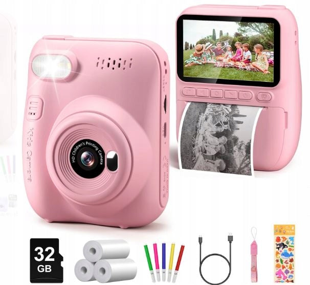 INSTANT CAMERA FOR CHILDREN WITH PRINTER + CARTRIDGES PINK