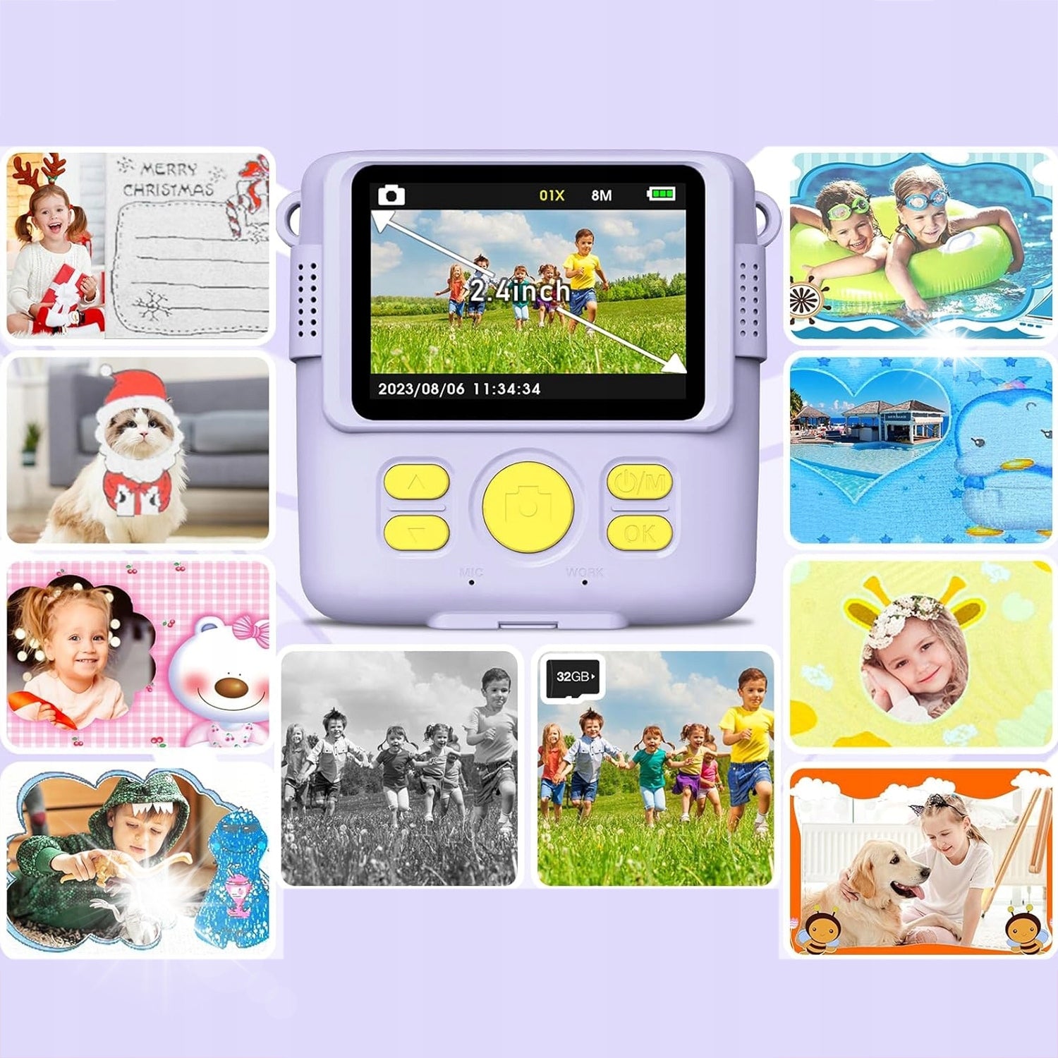 INSTANT CAMERA FOR CHILDREN ZOOM 16X MEMORY 32GB PRINTER GIFT IPS