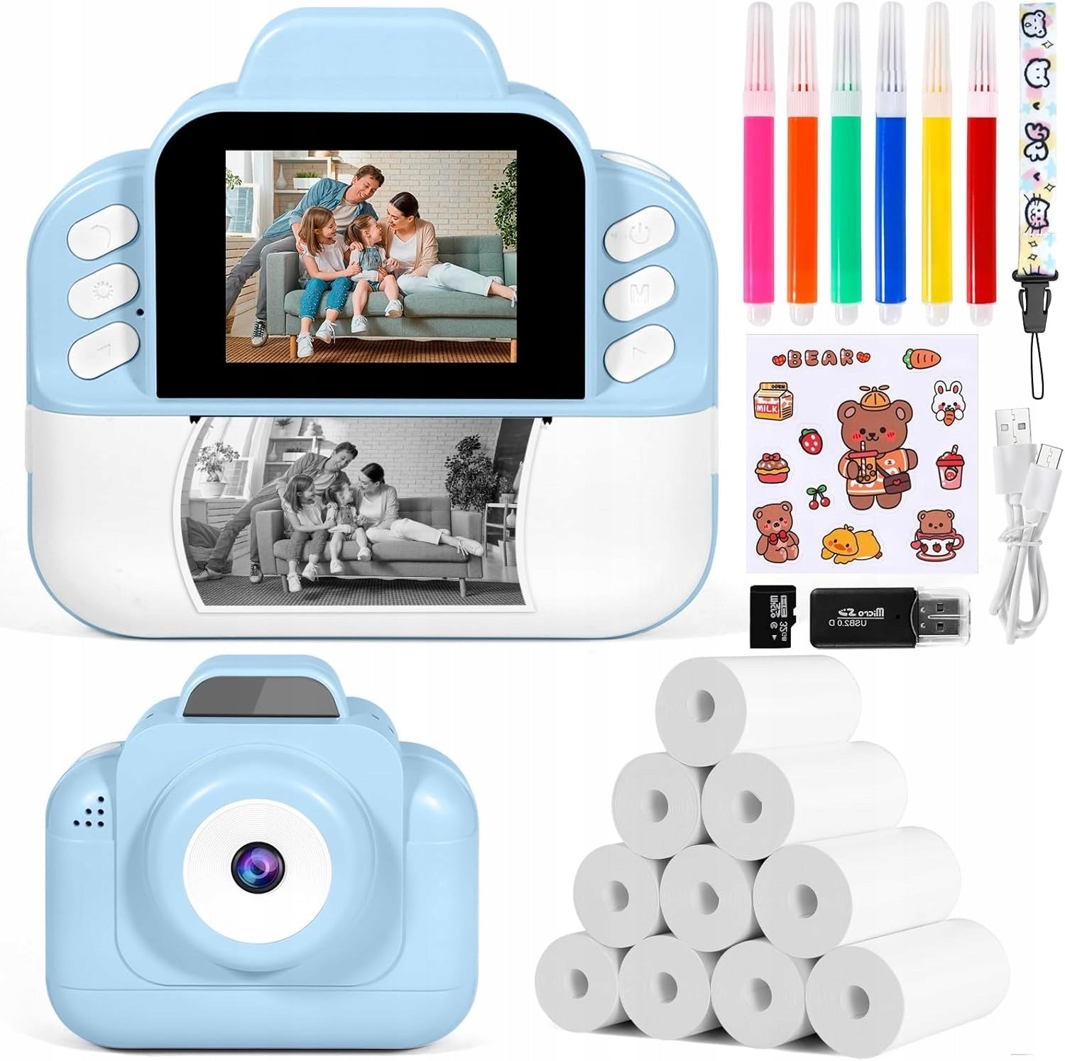 INSTANT CAMERA FOR KIDS COMPLETE SET PAPER SD 32GB 1080P