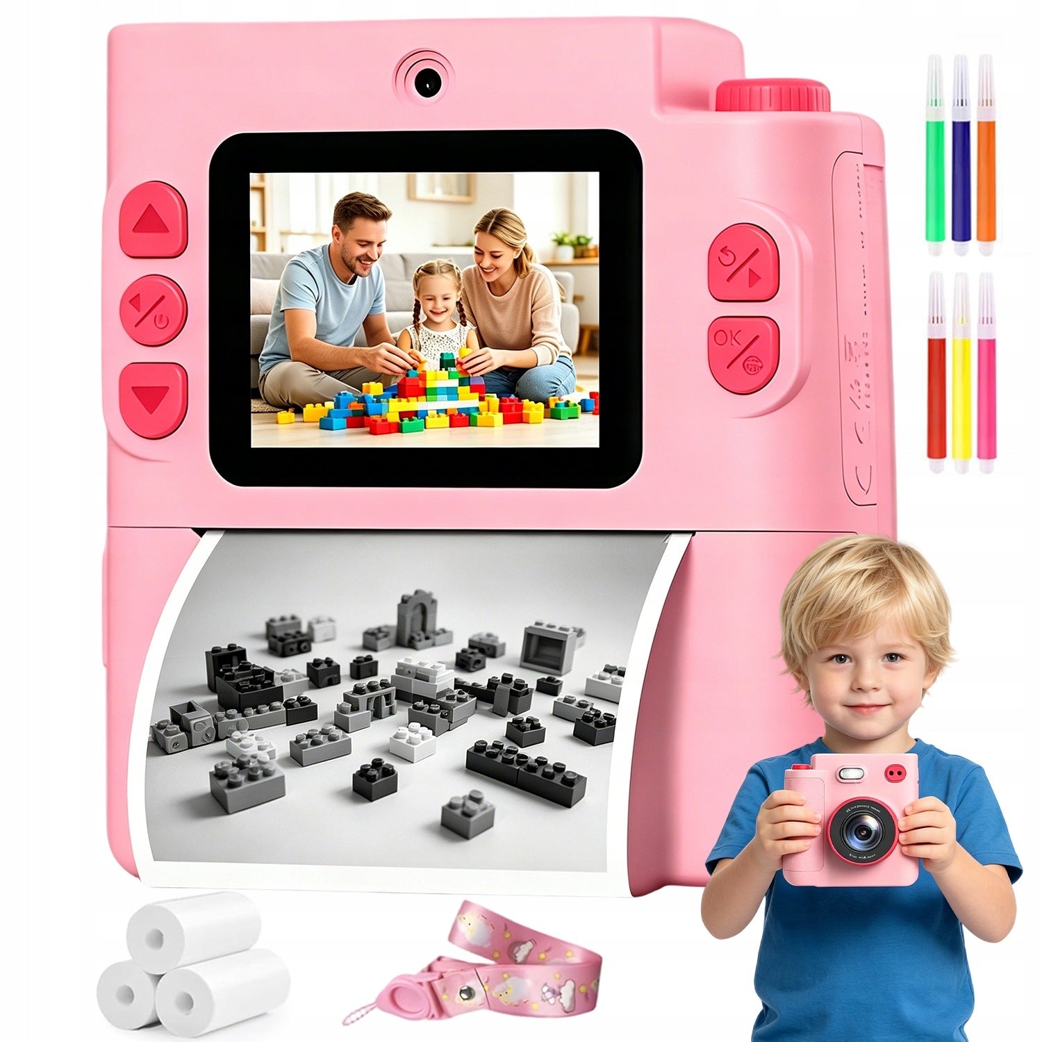 INSTANT CAMERA FOR KIDS, DIGITAL CAMERA WITH LED LIGHT, 16X ZOOM, 1080P