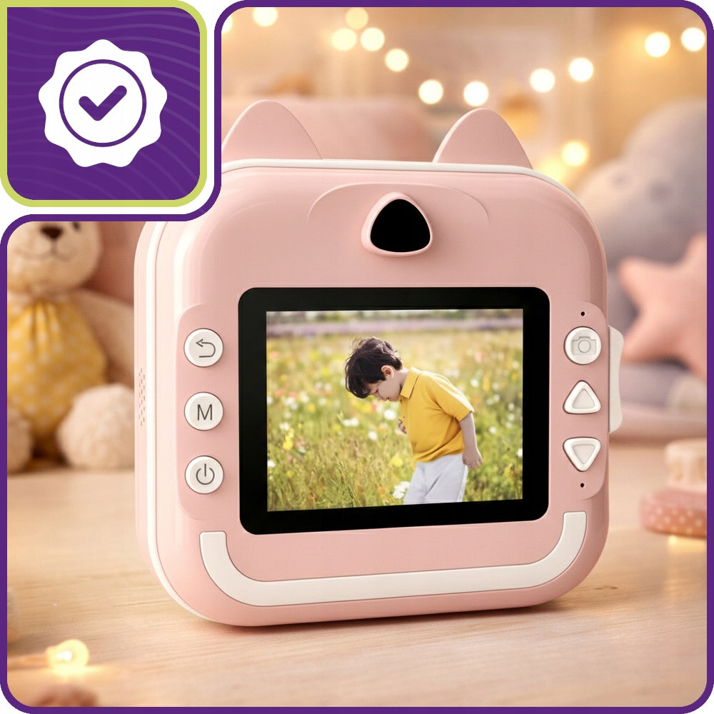 INSTANT CAMERA PINK PRINT MINI THERMAL PRINTER FOR CHILDREN Manufacturer code APARAT DLA DZIECI MINIDRUKARKA