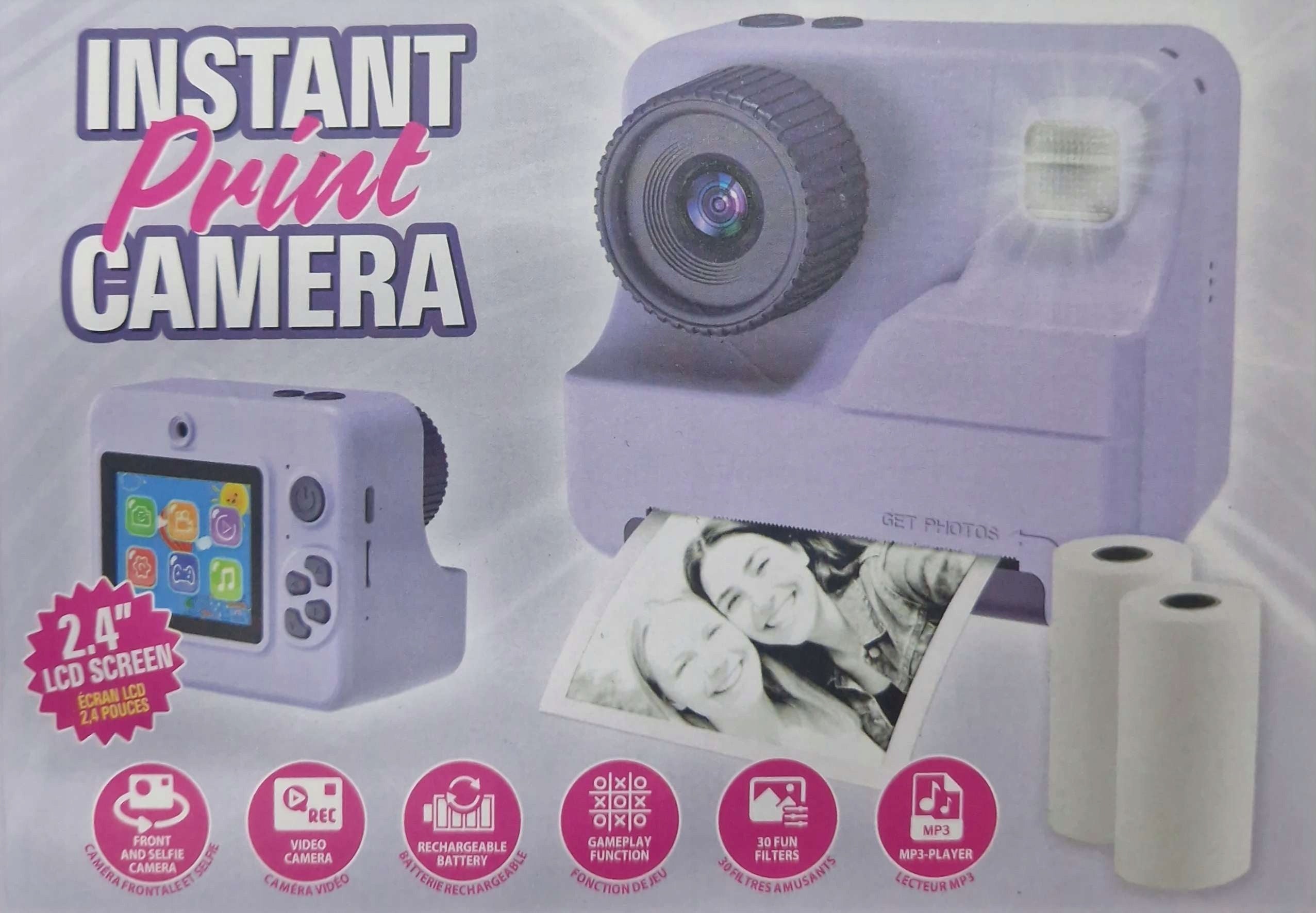 INSTANT CAMERA WITH PRINTER FOR CHILDREN DIGITAL 2x ROLLS SET