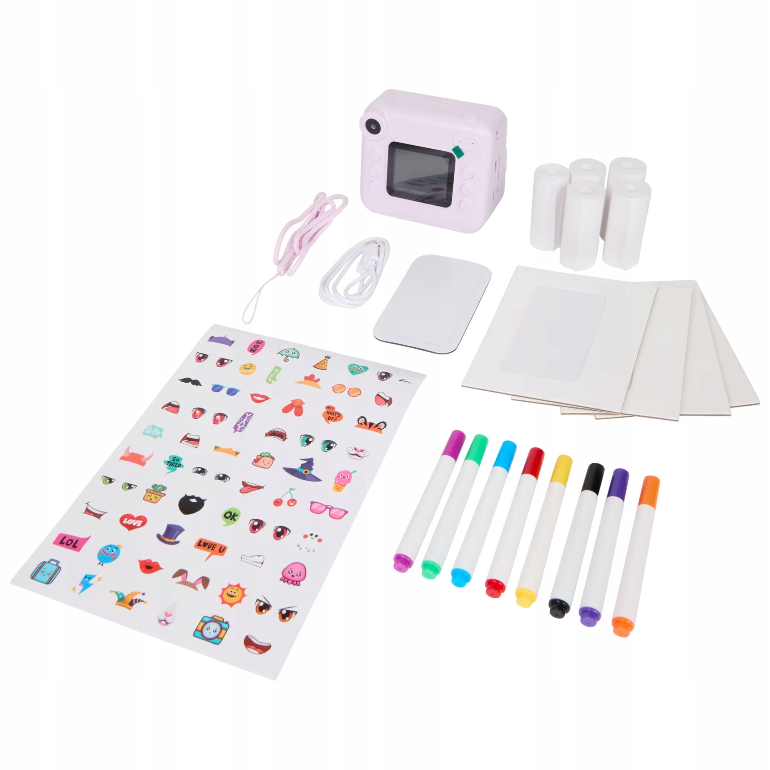 INSTANT CAMERA WITH PRINTER PURPLE ORNAMENTS CARTRIDGES 20el Manufacturer code aparat z naklejkami markerami do zdobienia