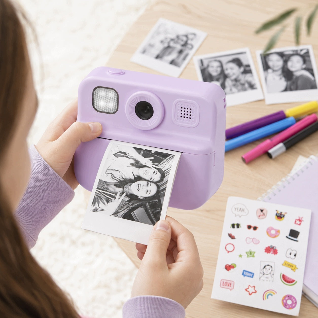 INSTANT CAMERA WITH PRINTER PURPLE ORNAMENTS CARTRIDGES 20el Packaging status original