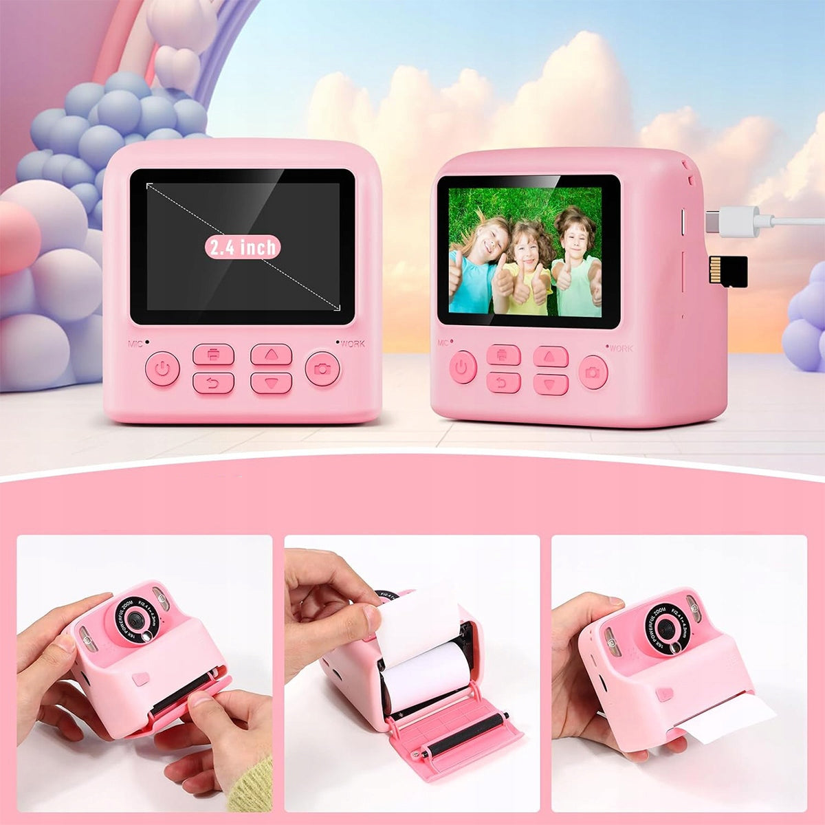 INSTANT Camera for Kids Photos Color Selfie Menu Game Print Brand no brand