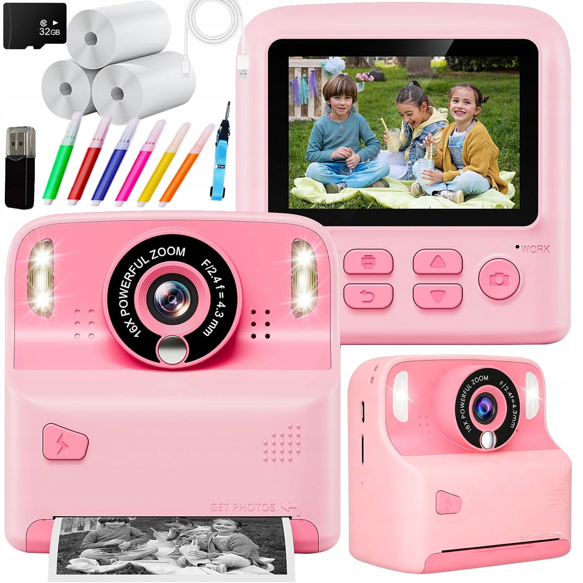 INSTANT Camera for Kids Photos Color Selfie Menu Game Print