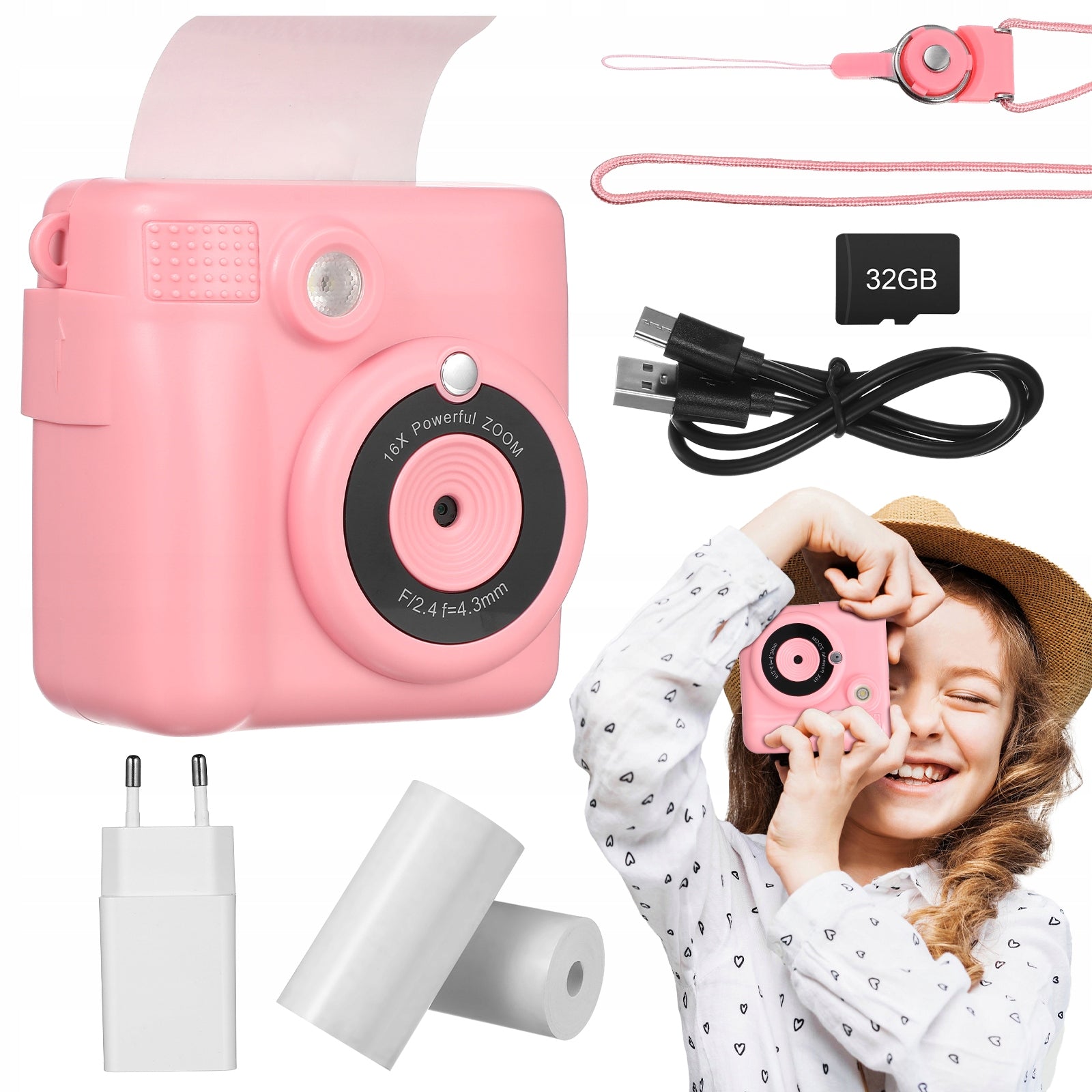 INSTANT DIGITAL CAMERA CHILDREN PRINTER CARD +14ROLLERS Children's Day Gift
