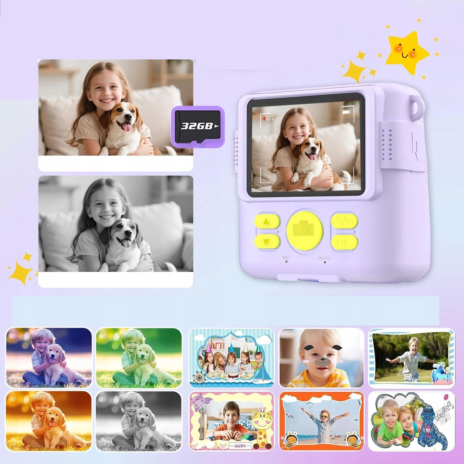 INSTANT DIGITAL CAMERA FOR CHILDREN WITH 32GB CARD + 3 ROLLS Brand Bedee