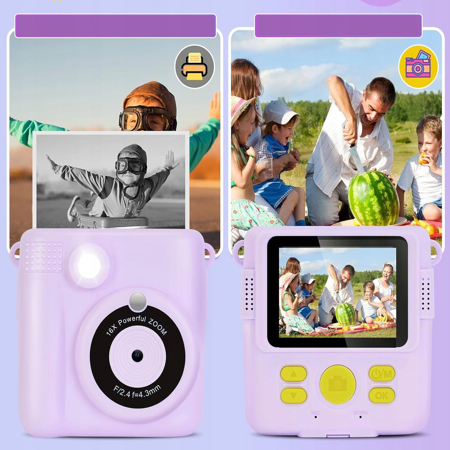 INSTANT DIGITAL CAMERA FOR CHILDREN WITH PRINTER + 32GB CARD + 3 ROLLS Brand no brand