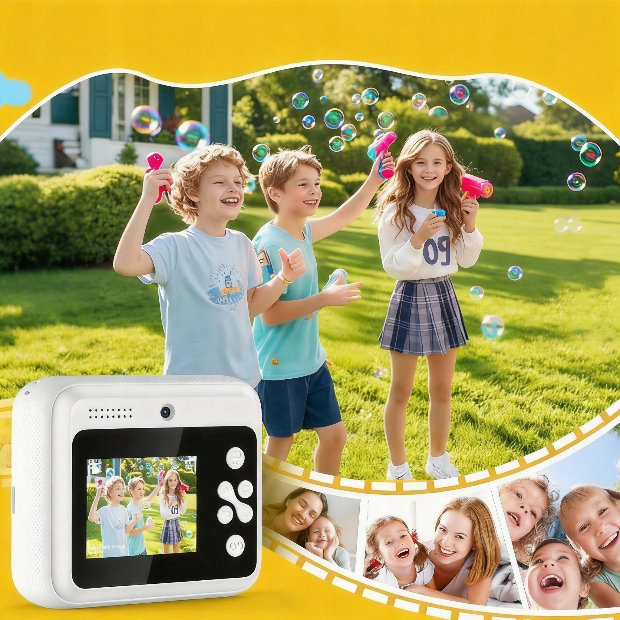 INSTANT DIGITAL CAMERA FOR CHILDREN WITH PRINTER + 32GB CARD + 3 ROLLS Model Aparat fotograficzny dla dzieci wihte
