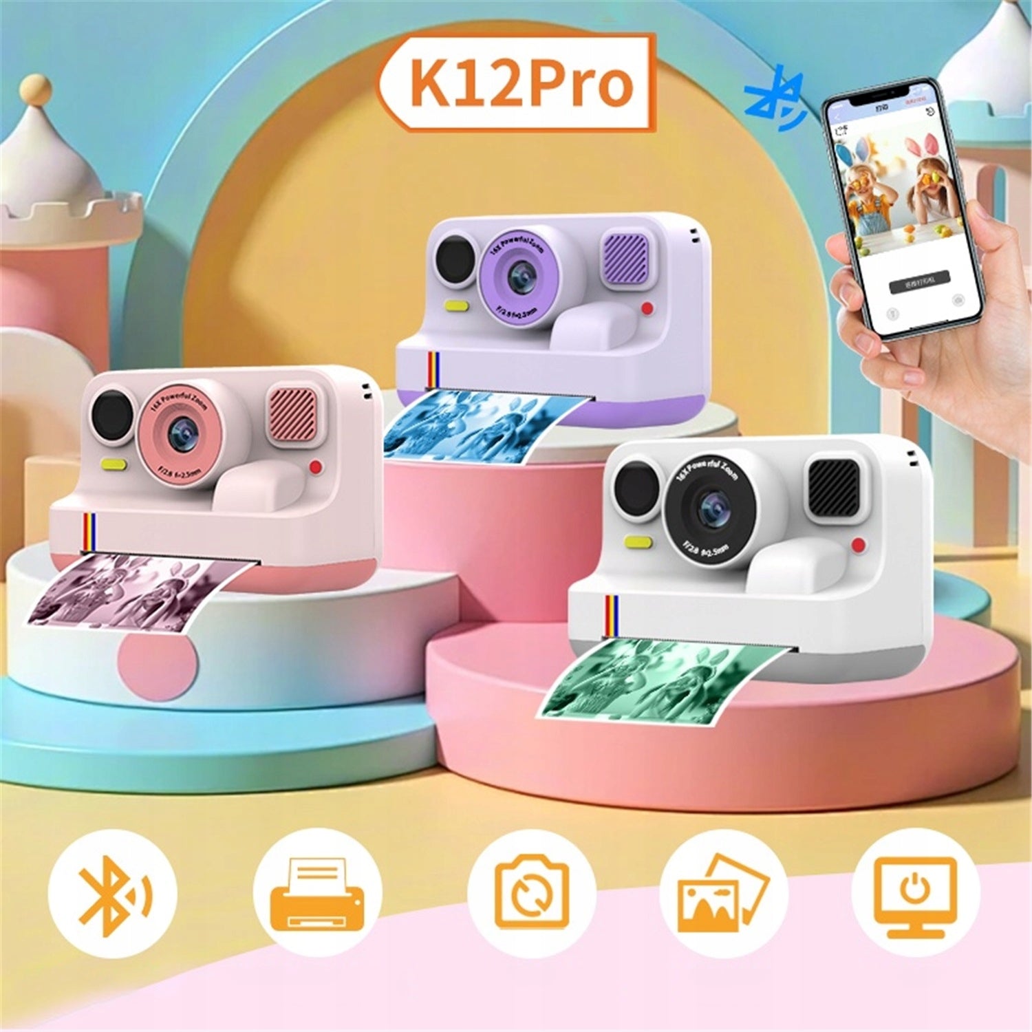 INSTANT DIGITAL CAMERA FOR CHILDREN WITH PRINTER + 32GB CARD + 3 ROLLS Packaging status original