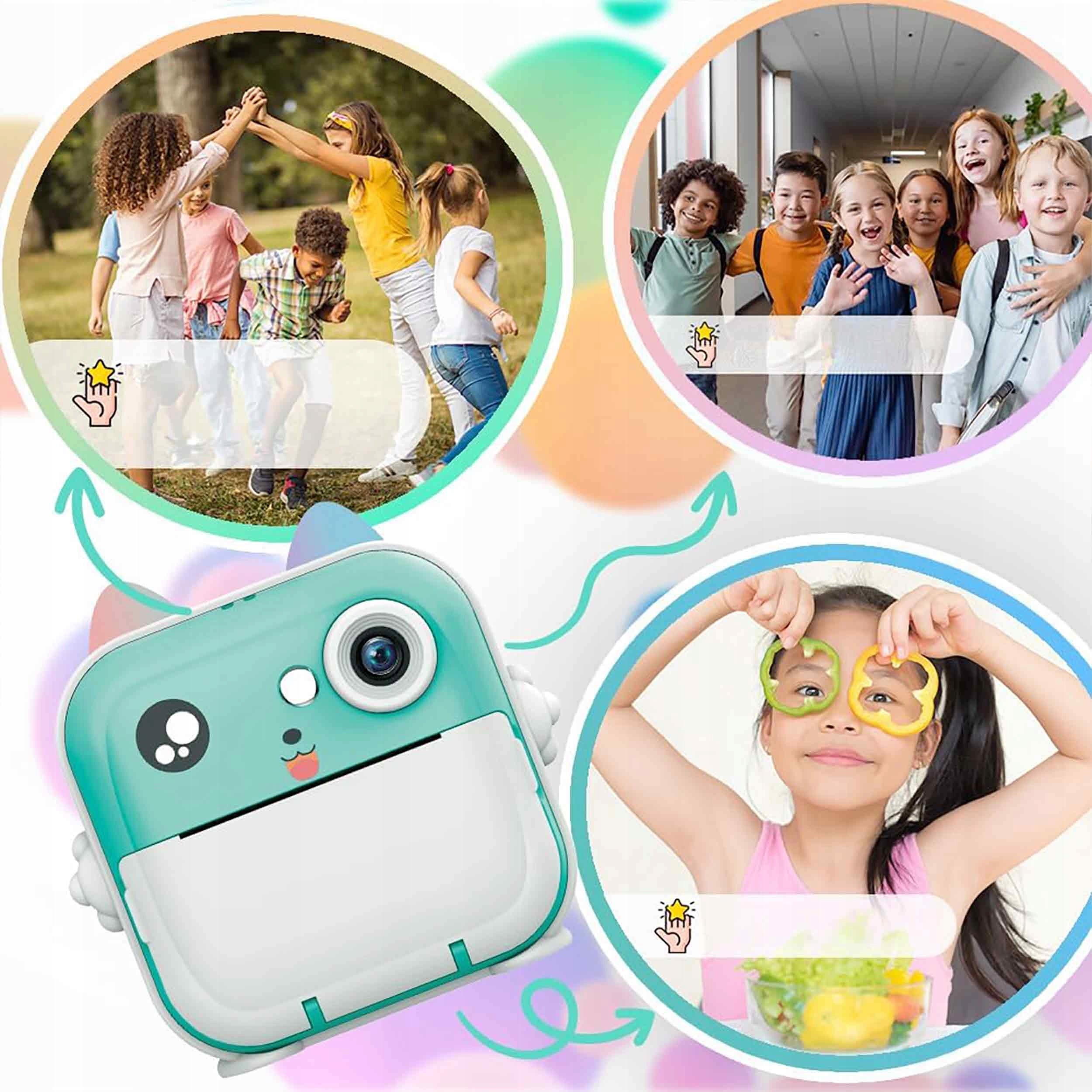 INSTANT DIGITAL CAMERA WITH PRINTER FOR CHILDREN GAMES BLUE + 3 ROLLS Packaging status original
