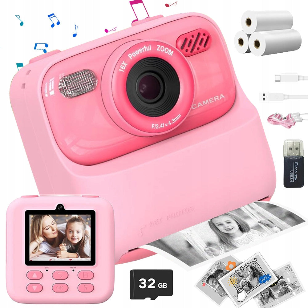INSTANT DIGITAL CAMERAS FOR CHILDREN DUAL CAMERA 1080P PINK