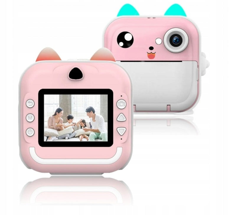 INSTANT PRINT CAMERA FOR CHILDREN MINI PRINTER + 10 ROLLS PINK Manufacturer code Q5 2.1 różowy 20 rolek