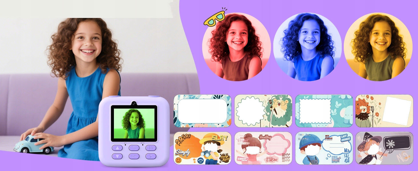 INSTANT PRINT CAMERA TOY FOR CHILDREN 1080P HD VIDEO RECORDING GIFT, PURPLE Brand Bedee