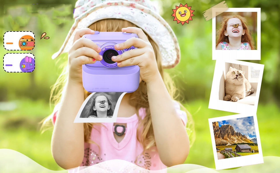 INSTANT PRINT CAMERA TOY FOR CHILDREN 1080P HD VIDEO RECORDING GIFT, PURPLE Packaging status original