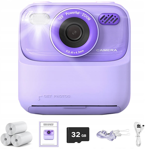 INSTANT PRINT CAMERA TOY FOR CHILDREN 1080P HD VIDEO RECORDING GIFT, PURPLE