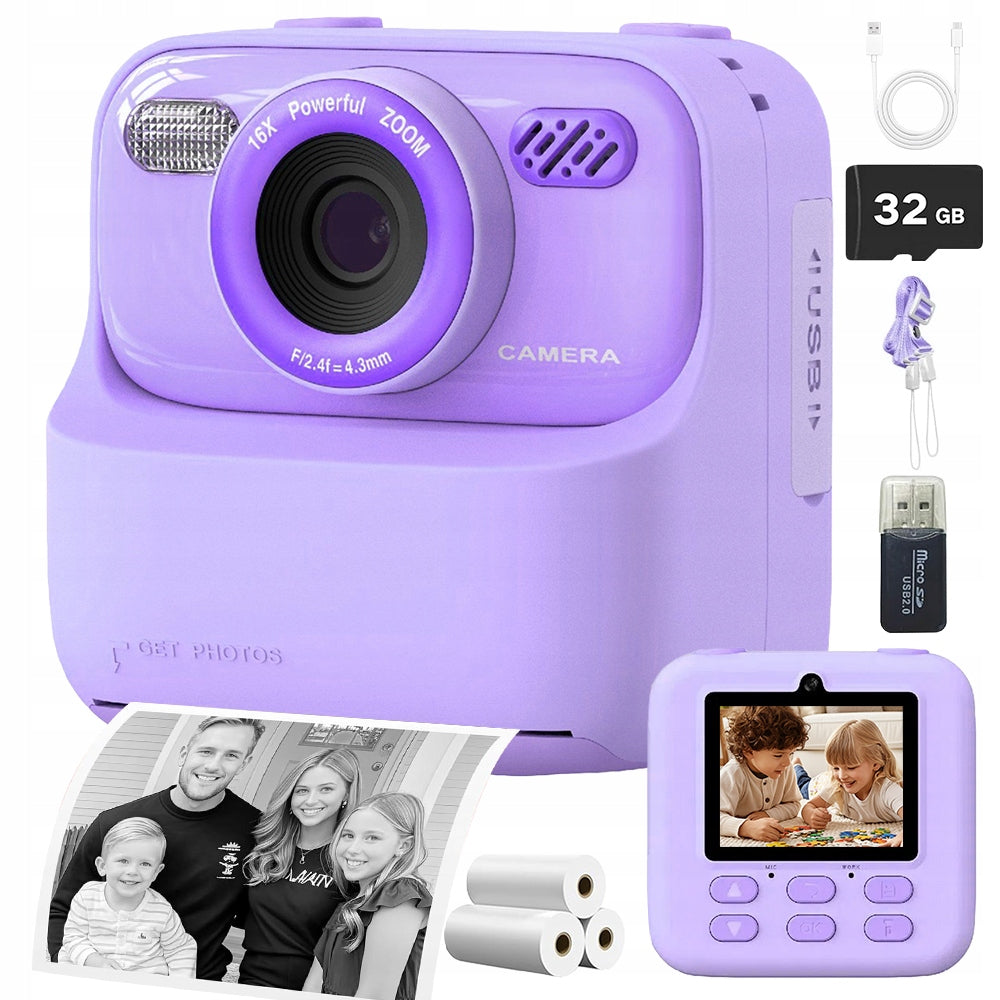 INSTANT VIDEO CAMERA MINI THERMAL PRINTER 3 ROLLS WITH FLASH