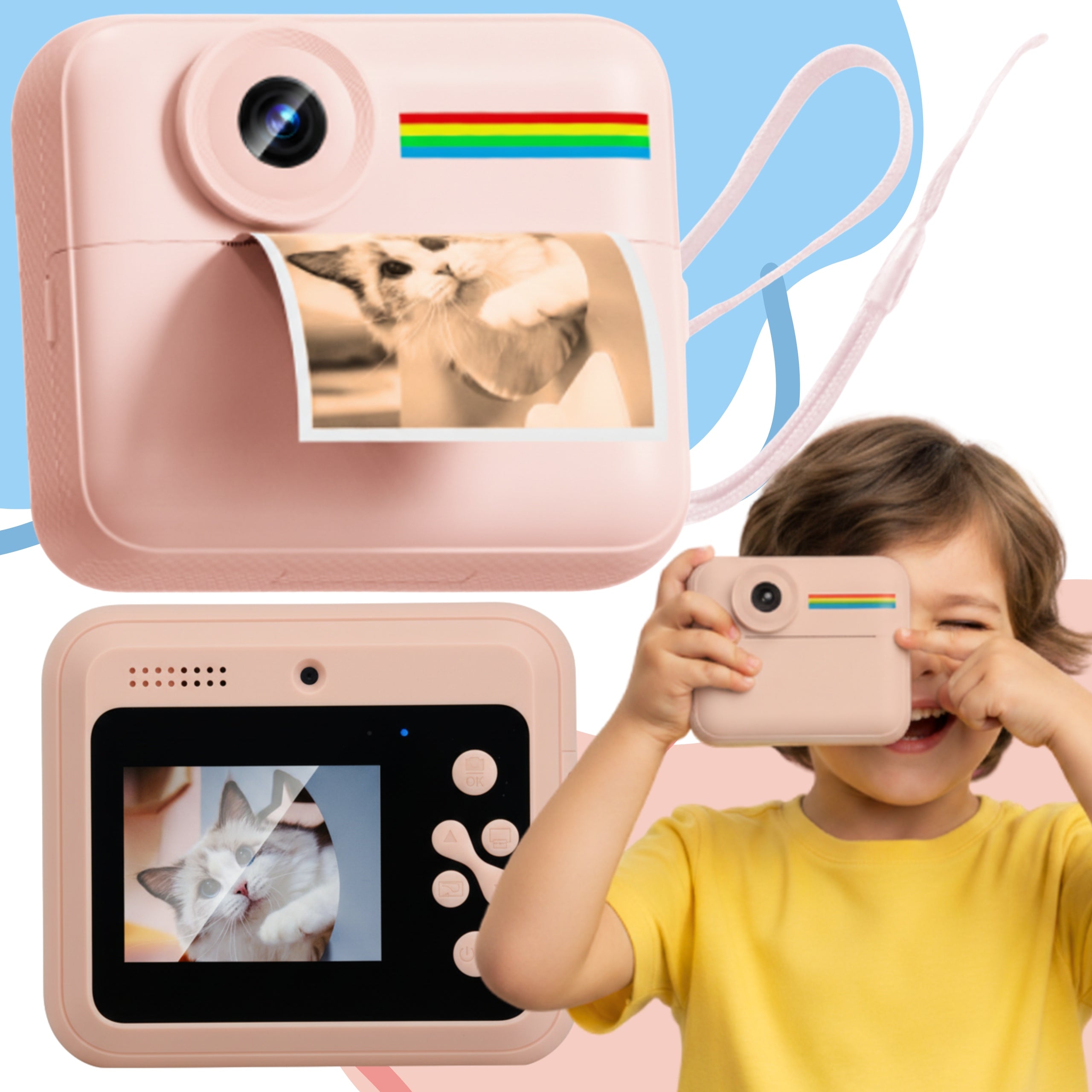 INSTANT camera for children photos color selfie menu PL game Print Packaging status original