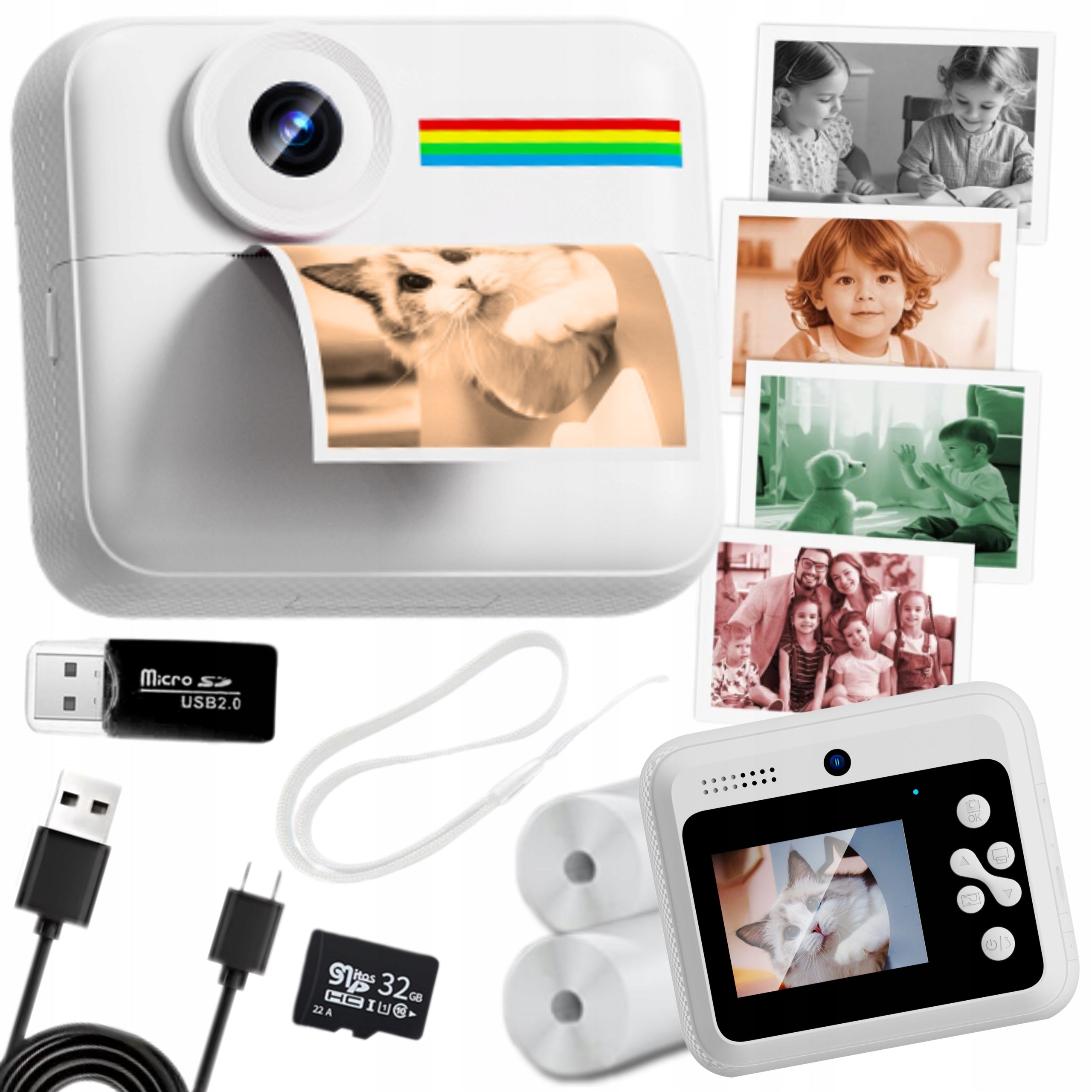 INSTANT camera for children photos color selfie menu PL game Print