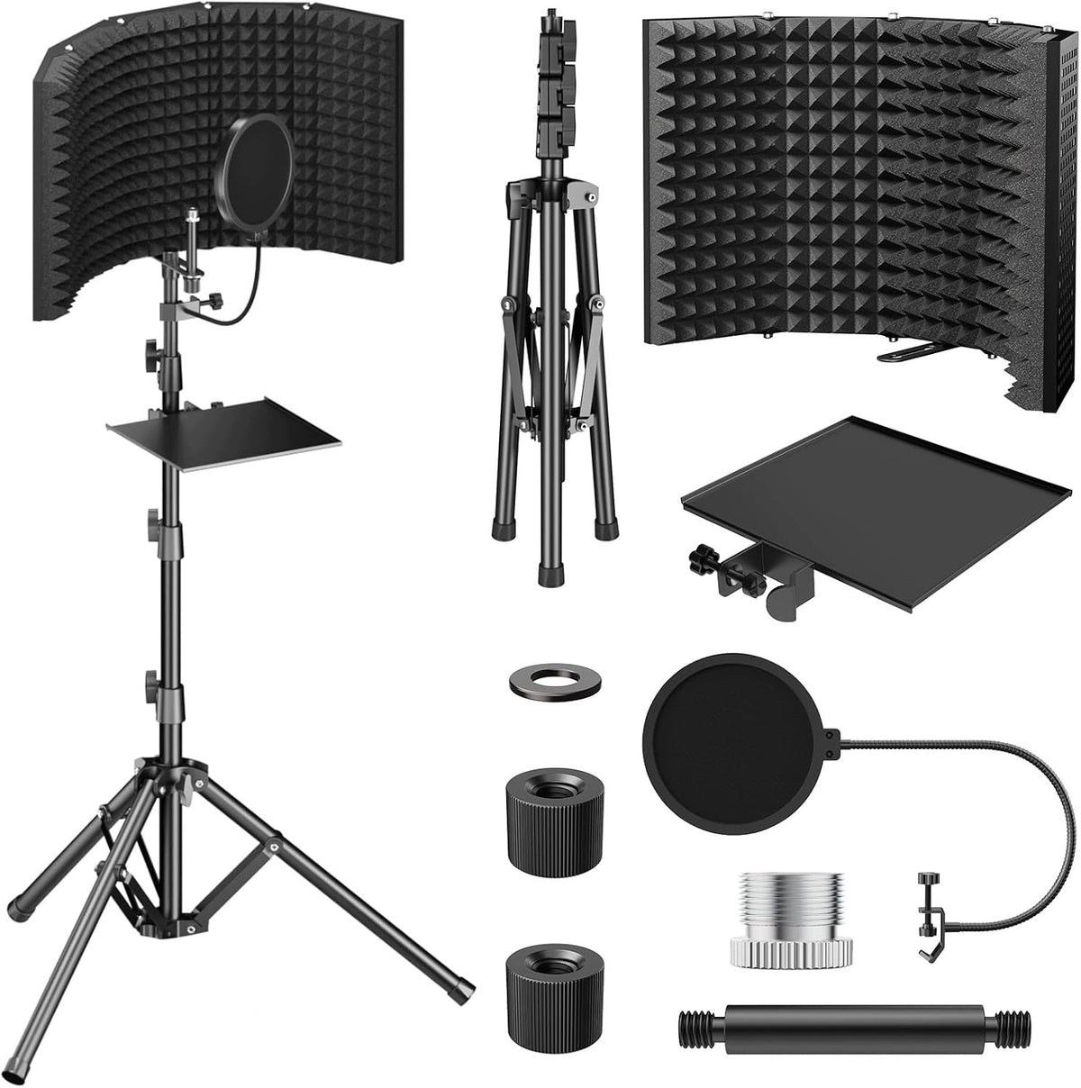 INSULATING COVER FOR MICROPHONE WITH POP FILTER AND TRIPOD