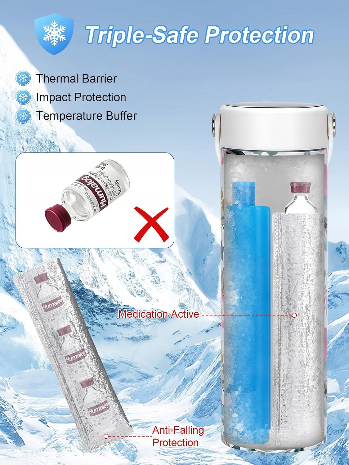 INSULIN COOLING BAG 4 PACK INSULATED ALUMINUM Medical device type accessories for a medical device or a product without an intended medical purpose